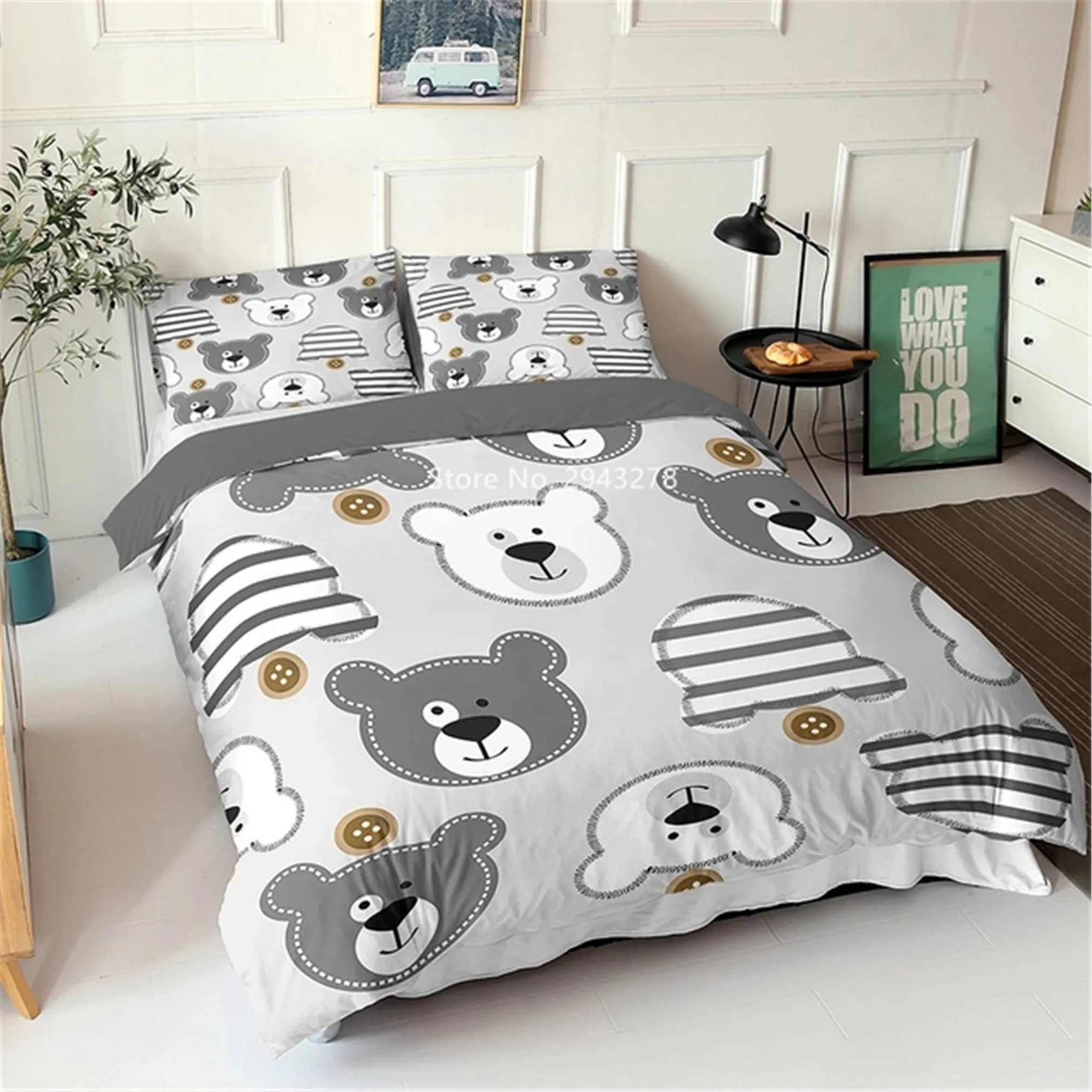 

Домашний текстиль, дизайн серии милый мультяшный медведь, детский удобный комплект постельного белья с пододеяльником и наволочкой, украше...
