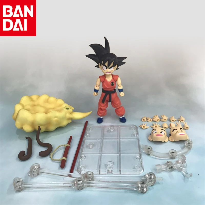 

Bandai SHF Dragon Ball Z Movable Joints Son Goku Childhood Son Goku Somersault Cloud Monkey King Bar Figure Doll Model Toy