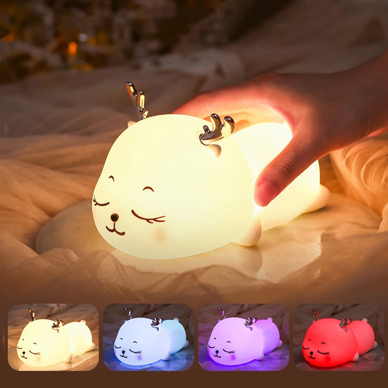 

Silicone patting lamp led charging colorful night lamp bedside sleeping lamp creative gift for children's Day