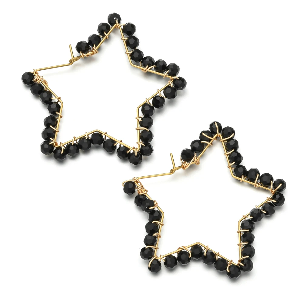 

ZMZY Boho Love Star Earrings Pentagram Earrings for Women Handmade Crystal Glass Beads Chic Style Girls Gifts