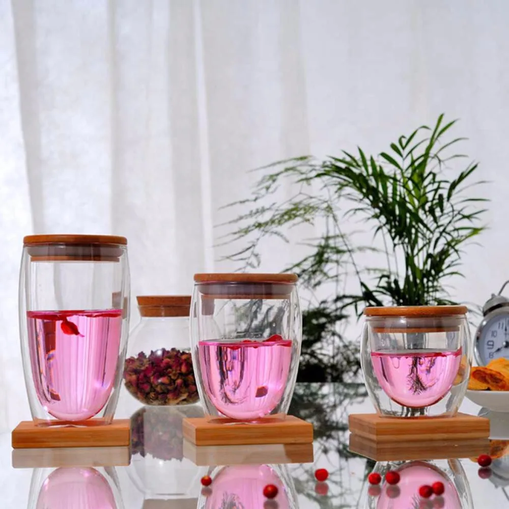 Двухслойная стеклянная чашка для чая + прозрачная кофейная чайная кружка с
