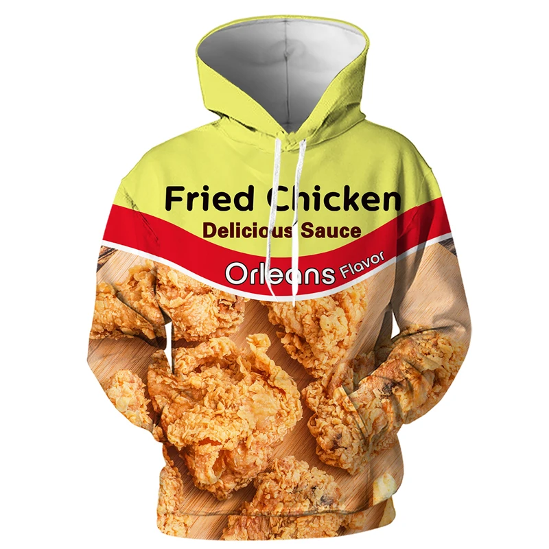 

Мужской повседневный свитшот с длинным рукавом и изображением жареной курицы