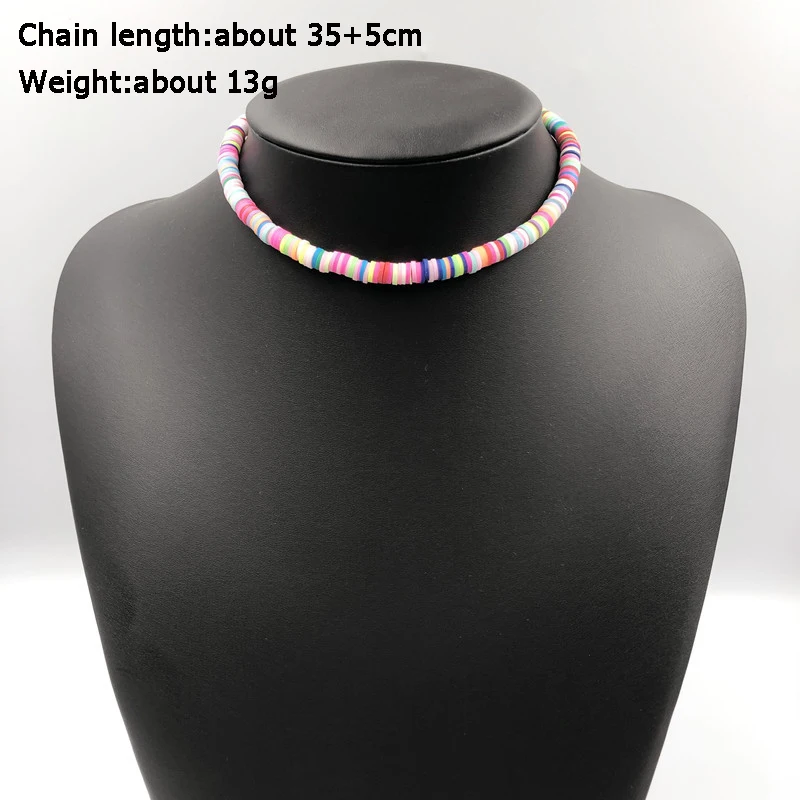 

Ethnic Colorful Clay Necklace For Women Bohemia Beach Handmade Soft Pottery Chokers Necklace Jewelry Gift