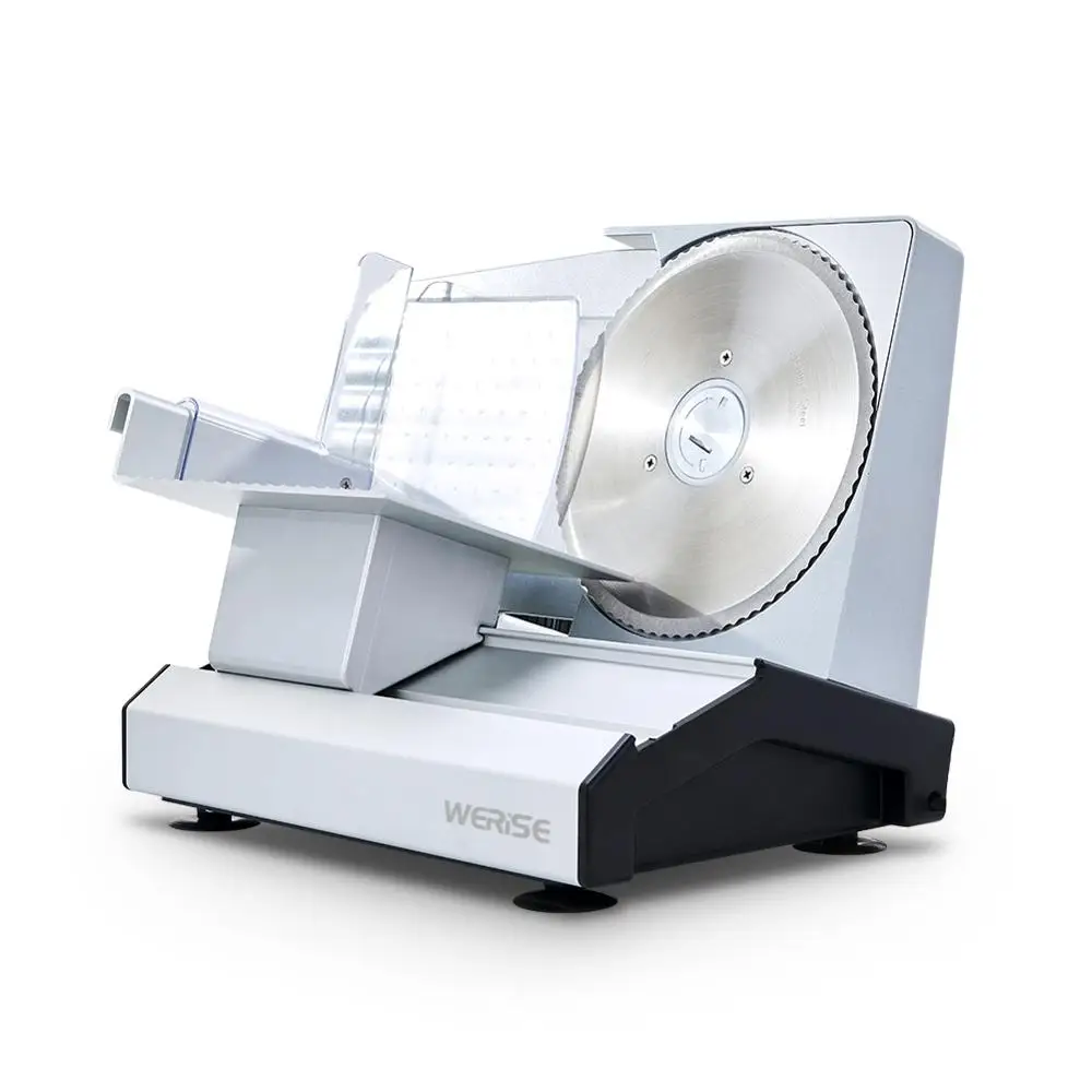 

7.5 Household Electric Meat Slicer 110v~240v Cutting Machine Semi Automatic Manual Bread Lamb Beef Vegetable Silver