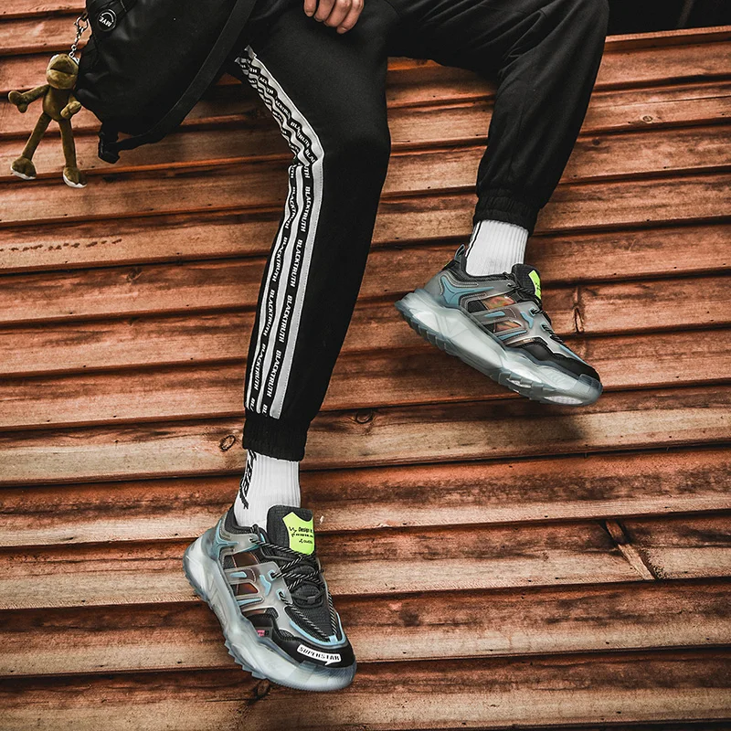 

Hot Sale Men Casual Shoes Breathable Popcorn Bottom Sneakers Men Reflective Daddy Shoes Male Wear-resistant Outdoor Footwear