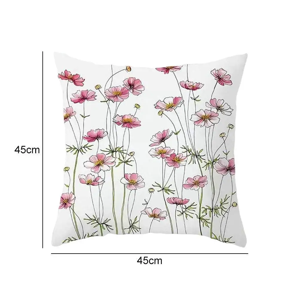 

Simple Flower Printing Square Pillowcase Home Decoration Cover Sofa Car Bedroom Office Cushion Car L6D9