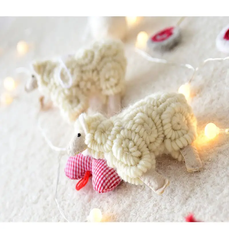 Шерстяные войлочные маленькие Овцы ручной работы рождественские подвесные