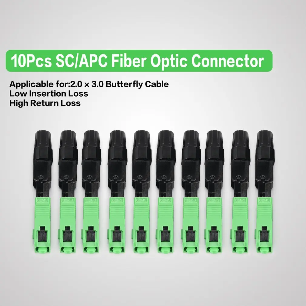 10Pcs SC/APC Fiber Optic Connector FTTH Embedded Single Mode Assembly Quick Fast | Мобильные телефоны и аксессуары