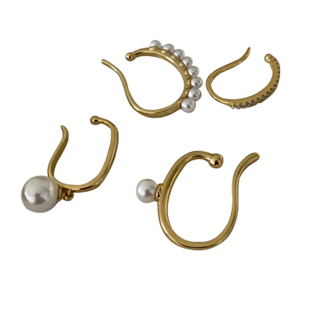 

Ear Cuff Earring Clip Simple Pearls/Rhinestone Ear Clip Wrap No Pierce Women Earrings For Ladies Decorative Accessories