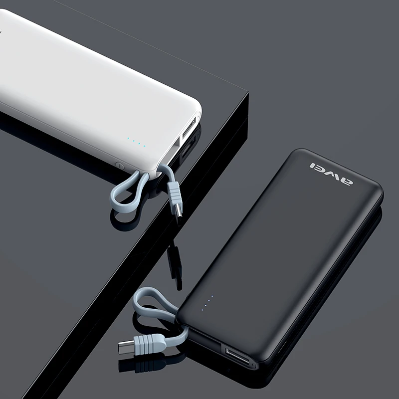 

Awei Mini Power Bank 5000mAh USB Type C Powerbank Buit in Cable Fast Charger Li-ion Battery Portable Poverbank For Mobile Phone