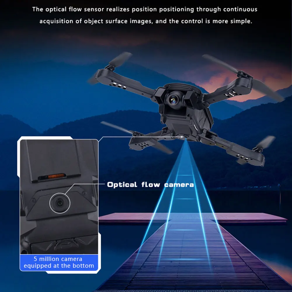 1808 Wifi FPV RC Дрон с 4K HD Двойная камера Вертолет Оптический поток Квадрокоптер Профессиональный селфи Дрон Vs SG106 Visuo XS816