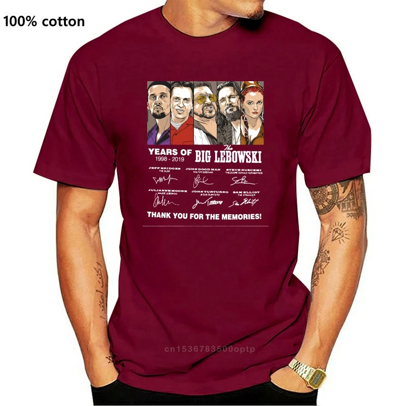

New The Big Lebowski 21Th Anniversary Cast Signatures Black Cotton Men S-6Xl T-Shirt Basic Models Tee Shirt