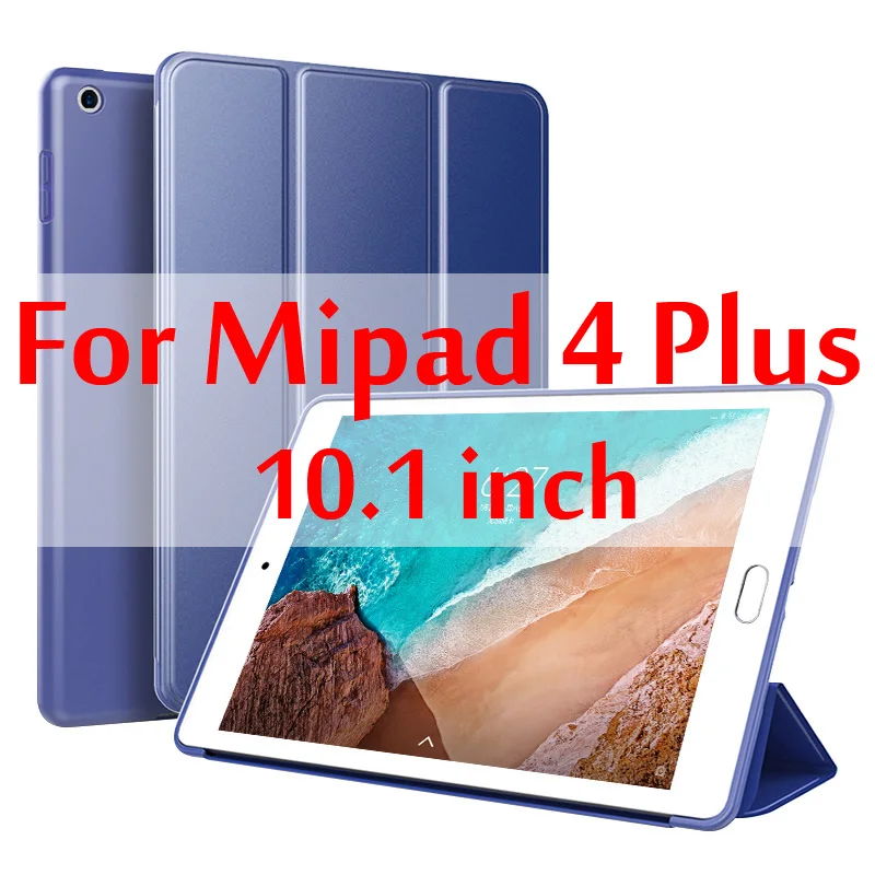 Dark Blue Чехол для Xiaomi Mi Pad 4 Plus, 10,1 дюймов, силиконовый смарт-чехол, магнитный автоматический режим сна, из искусственной кожи чехол для Xiaomi Mi pad 4 Plus+ Gif - Цвет: Dark Blue