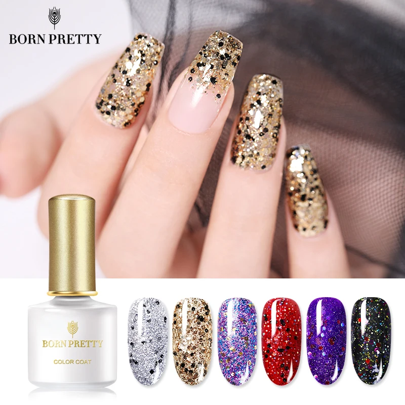 BORN PRETTY Блестящие Блестки Гель-лак для ногтей 6 мл глистеризация УФ-гель розовый