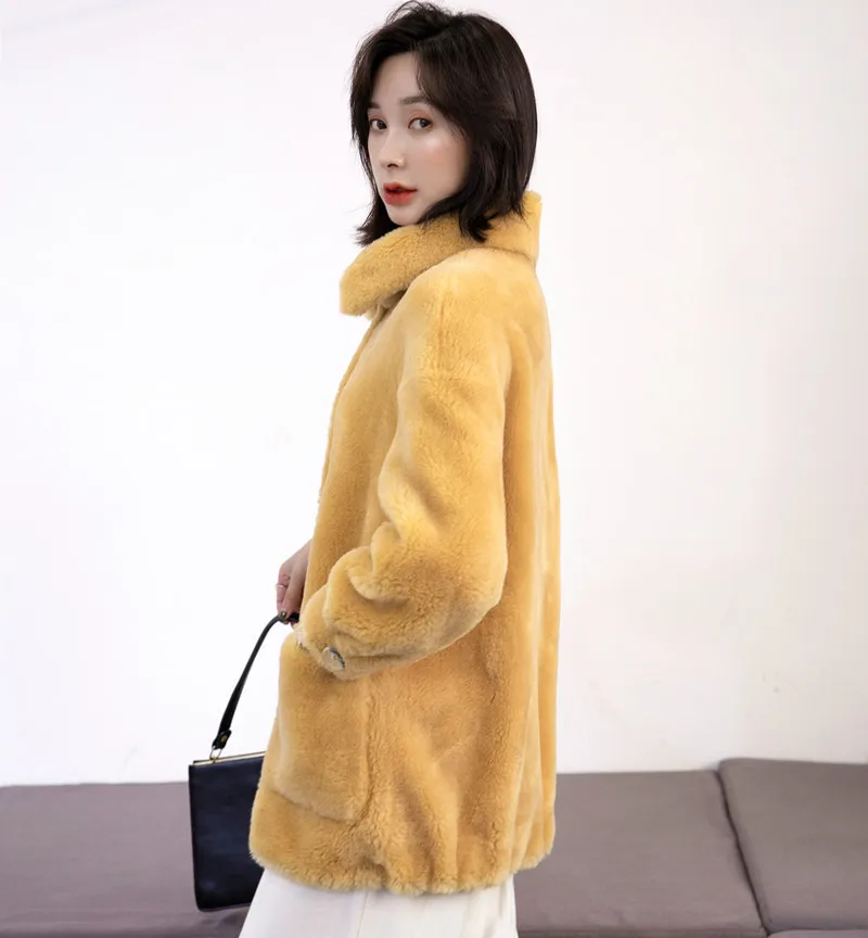 Пальто из натурального меха женские корейские куртки овчины Осень-зима 2020