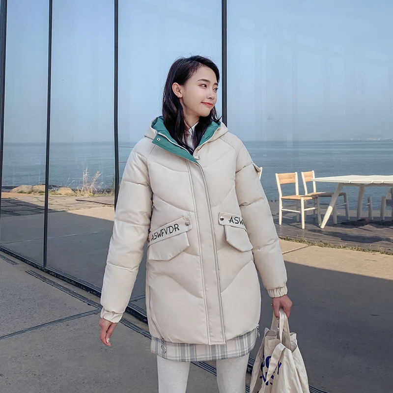 Женское пальто с капюшоном orwinny тонкая парка средней длины для студентов теплая