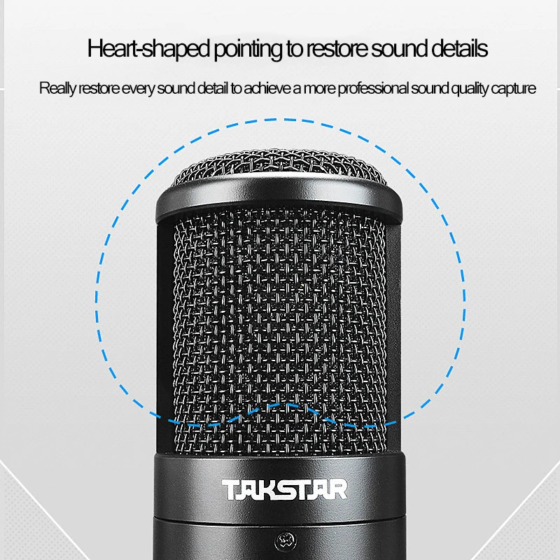 Professional Takstar PC-K220 Studio Condenser Microphone Side-address Microphone Computer Mic For Webcast Network Recording enlarge