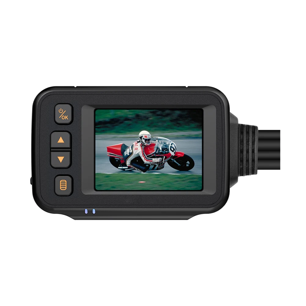 

Motorcycle Dash Cam 1080P HD Dual Lens Front Rear Driving Recorder DVR Camera with 2" Display Loop Recording Parking Monitoring