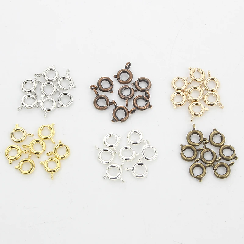 50 шт. Золотой 6 Цвета мм весна кольцо застежки для ювелирных изделий изготовления
