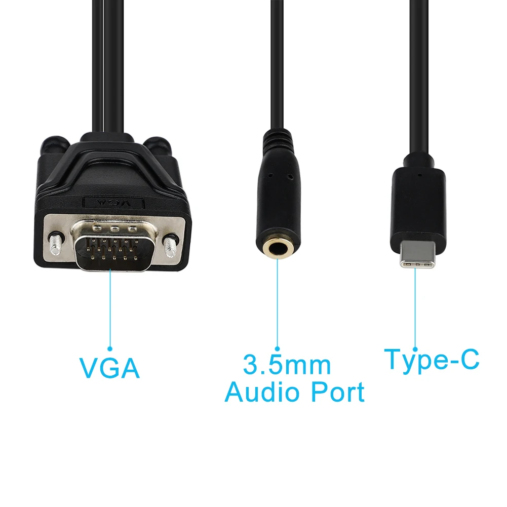 Кабель адаптер type C для VGA провод с 3 5 мм аудио разъемом мама ПК телефонный кабель