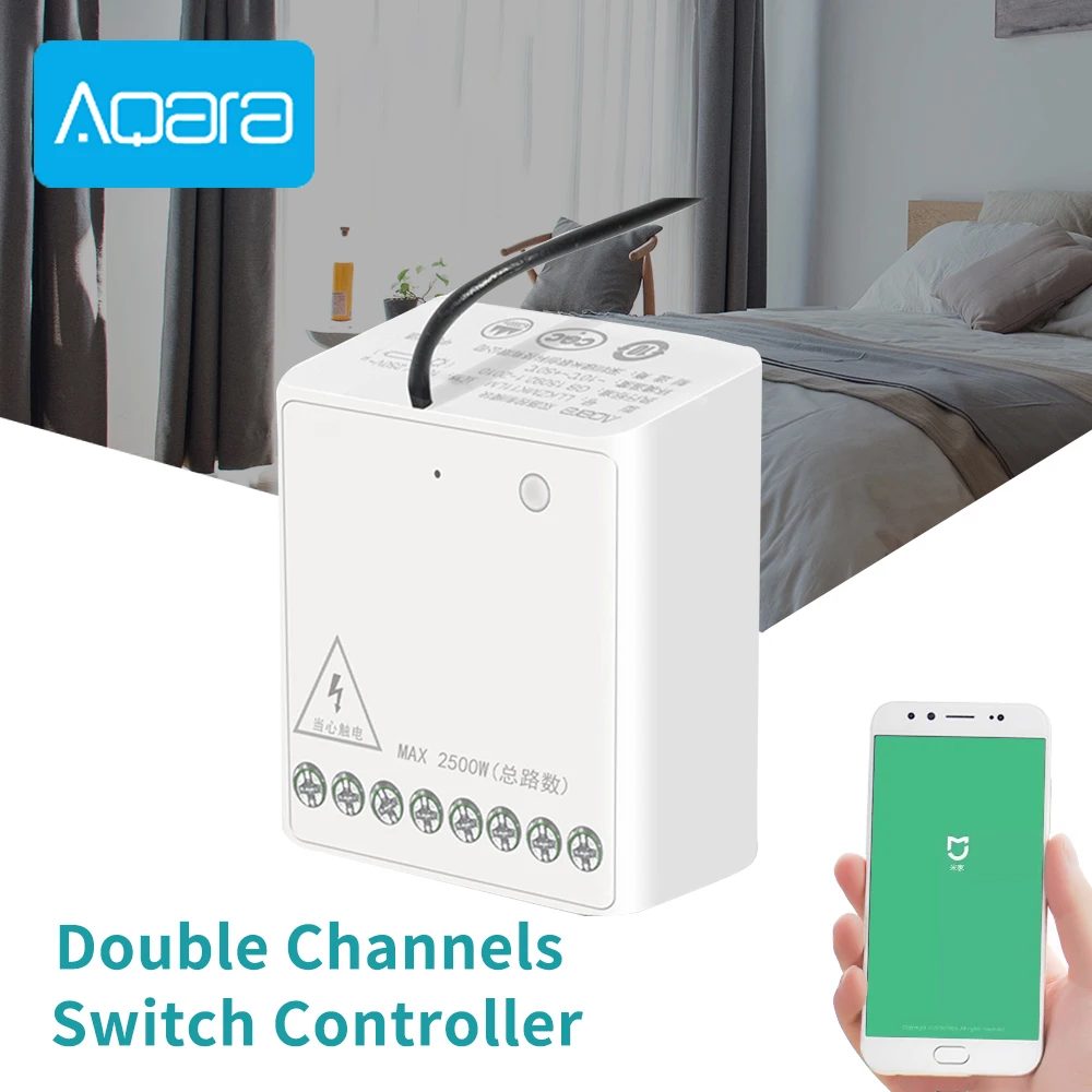 Aqara беспроводной двусторонний релейный модуль управления безопасностью 2 канала
