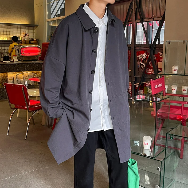 Тренчкот мужской многоцветный модная повседневная длинная куртка уличная