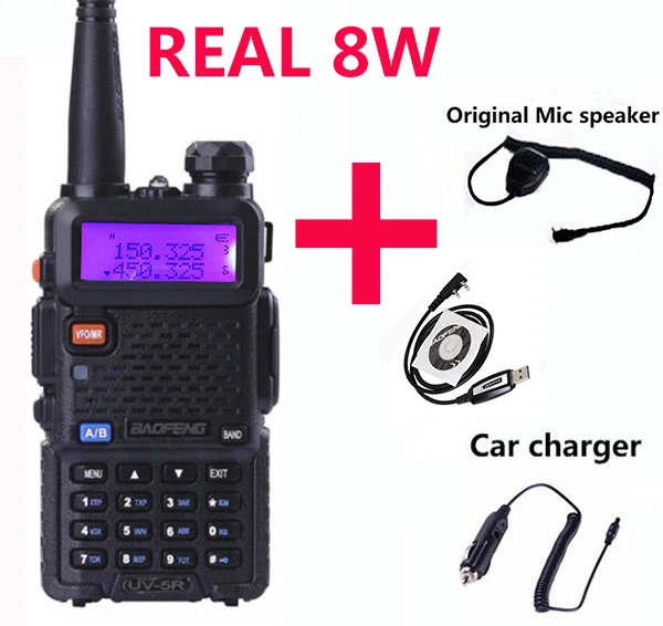 add all Портативная радиостанция удобная портативная рация 10 км BaoFeng UV-5R 8 Вт Западная любительская радиостанция коммуникатор x работа радио связь - Цвет: add all