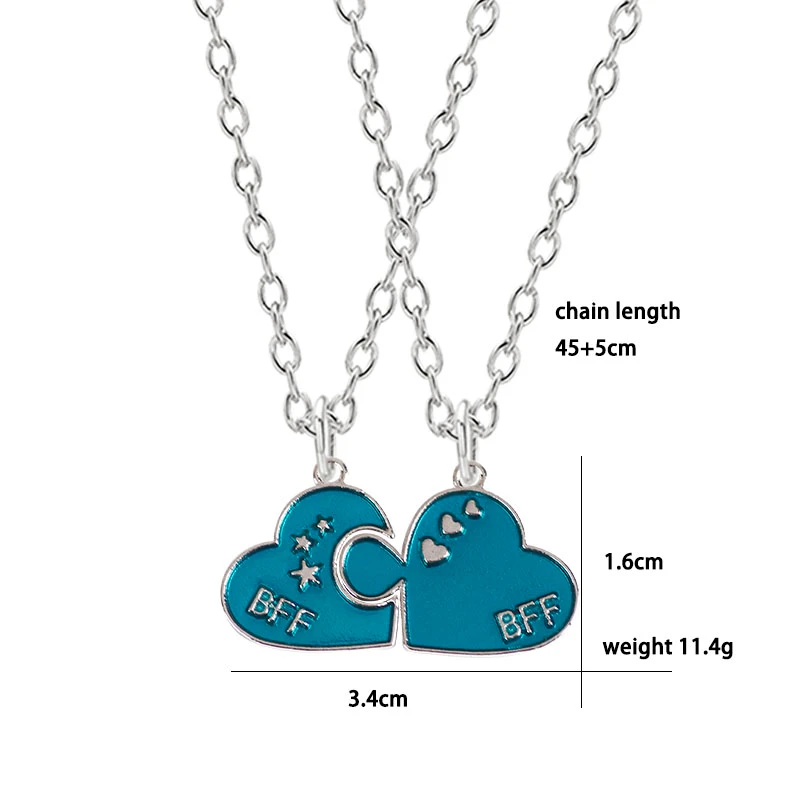 

2-Pieces-set Of Men's And Women's Necklaces Fashion Splicing Heart-shaped Alloy Pendant With BFF Letters Best Friend Necklace CN