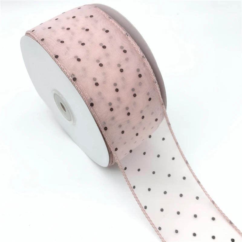 3 ярда 50 мм кружевная широкая лента из органзы с принтом в горошек для банта