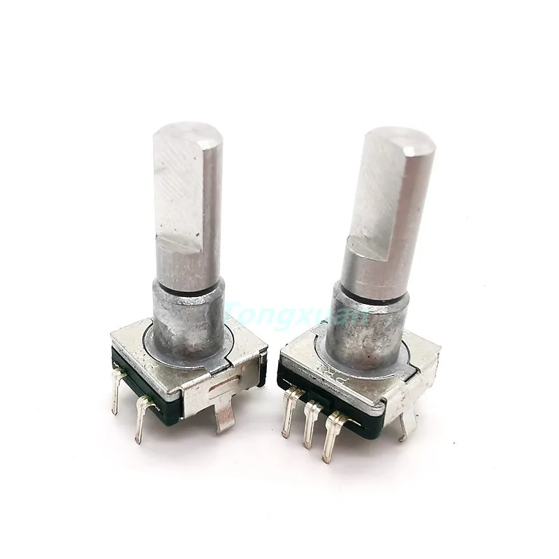 

5 шт., поворотный кодировщик EC11, 30 позиций, вращение на 360 градусов, с нажимной кнопкой, 5-контактная рукоятка с полувалом, 21,5 мм