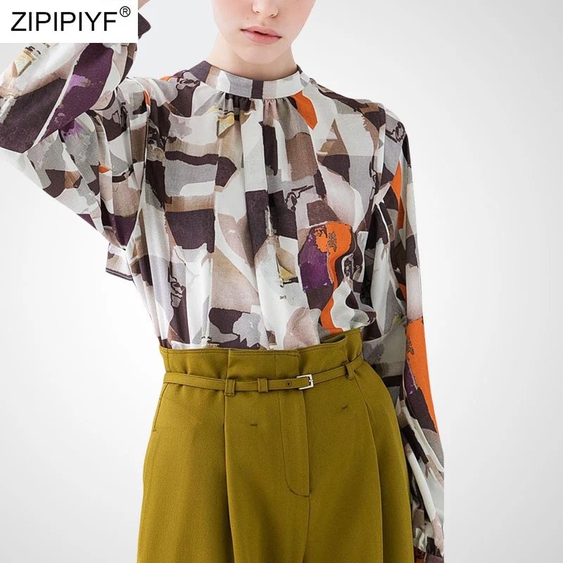 Elegant Women Blouses 2020 Spring Summer Tops Casual Long Sleeve Print Vintage Shirt Lady Blouse Top