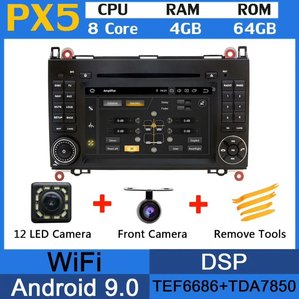 PX5 PX6 Восьмиядерный Android 9,0 4+ 64G usb× 5 Автомобильный мультимедийный плеер для Mercedes Benz A-Class W169 B-Class W245 DSP CarPlay Android Auto - Цвет: PX5