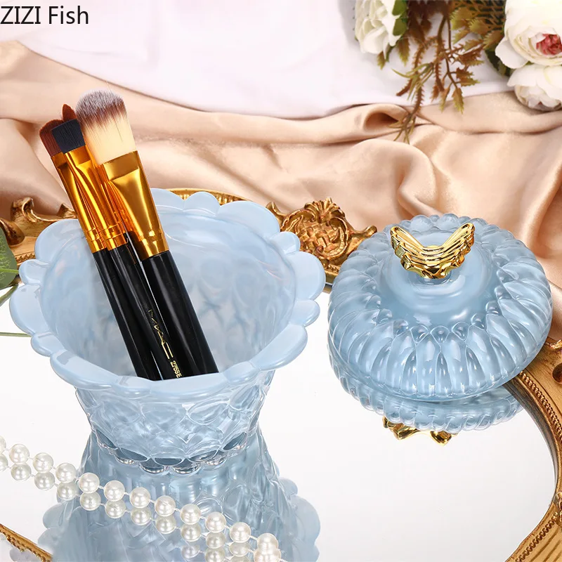 Melting Wax Cup Glass Jar with Lid Candle Jewelry Dish Makeup Brush Containers Transparent Crystal Storage Jars Candy Pots | Дом и сад