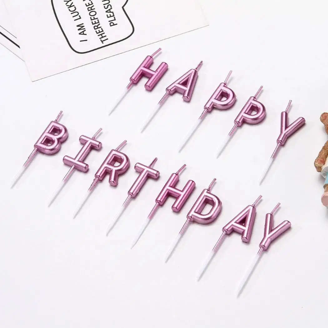 Модные креативные буквы Золото Шампанское письмо День рождения Свадьба Свеча