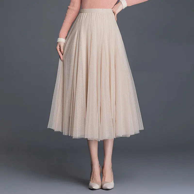 

High waist gauze skirt half length skirt super fairy slim 2021 new spring mid length skirt summer