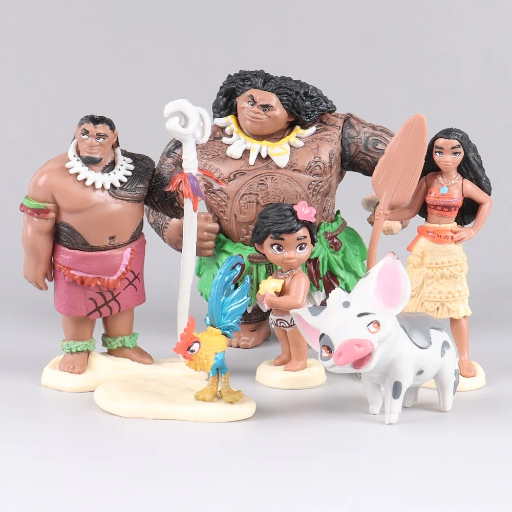 Dolls Set Demigod Maui Moana Waialiki Heihei Action Figure Model Kids Halloween Gift