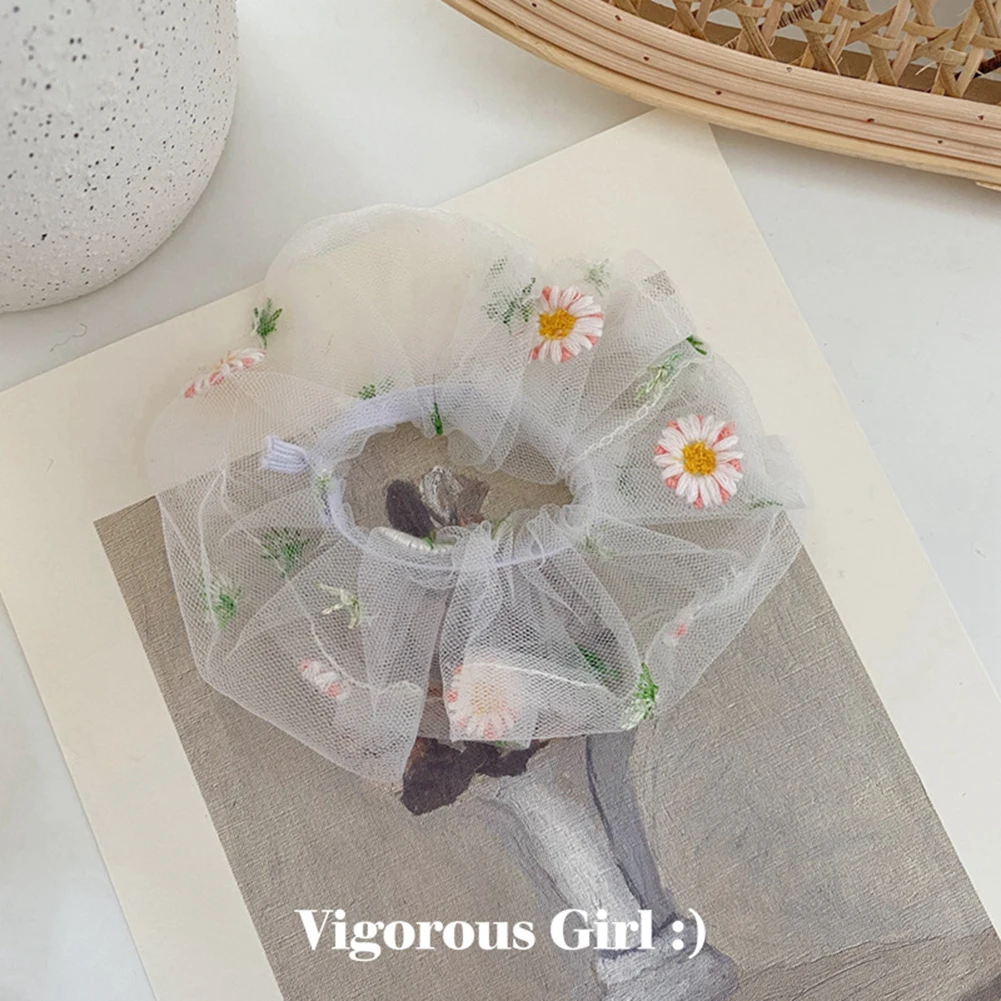 

Scrunchie Hair Accessories Mesh Scrunchies Hair Ties Hair Bands Fashion Headwear Sweet Embroidery Flowers Women's Daisy Floral