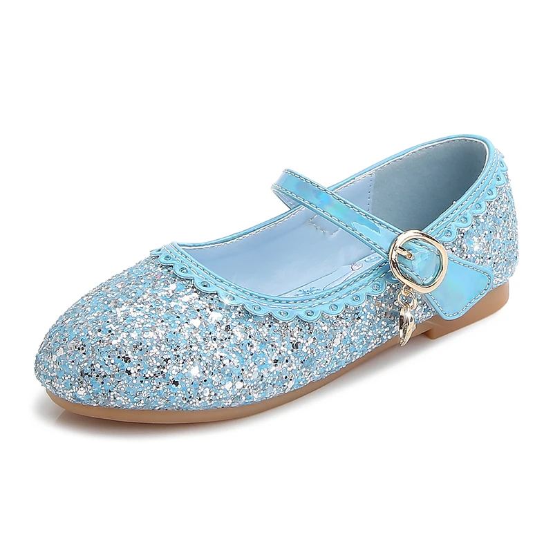 Детская обувь принцессы, Новинка осени 2020, обувь для девочек с мягкой подошвой, детская обувь с кристаллами Эльзы, кожаная обувь для выступл...