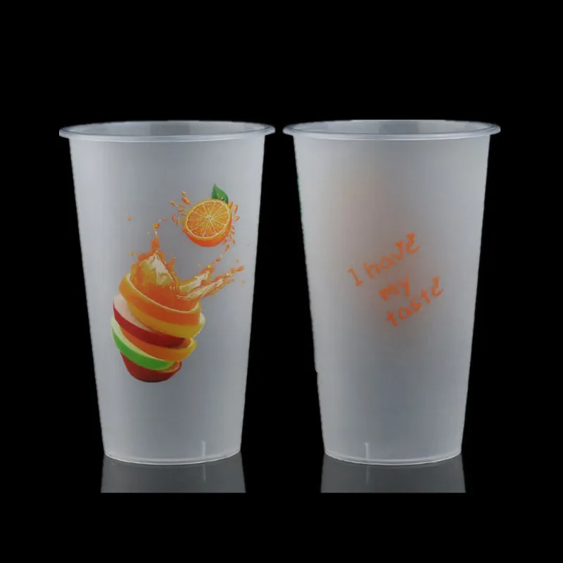 Матовые прозрачные одноразовые чашки для сока упаковка 500 мл желе пудинга