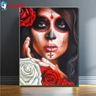 DIY 5D красота череп платье с цветочным узором для девочек полные наборы для алмазной живописи, с рисунком из мультфильмов, сахарная косточка для самостоятельного раскрашивания бриллианты вышивка Хэллоуин Декор