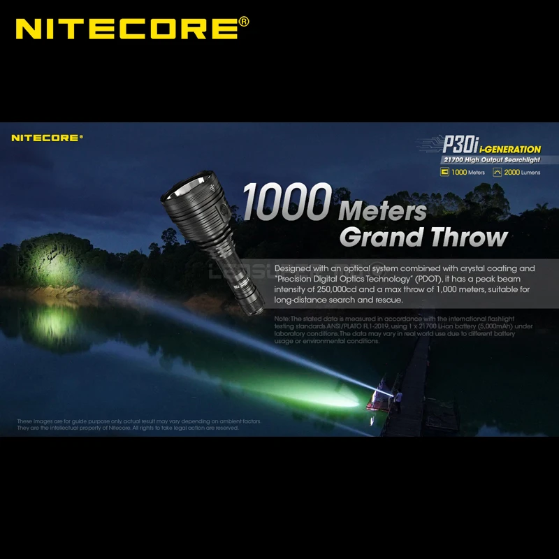 Охота светильник 1000 м длинный заброс NITECORE P30i 2000 люмен 21700 высокое Выход поиск флэш