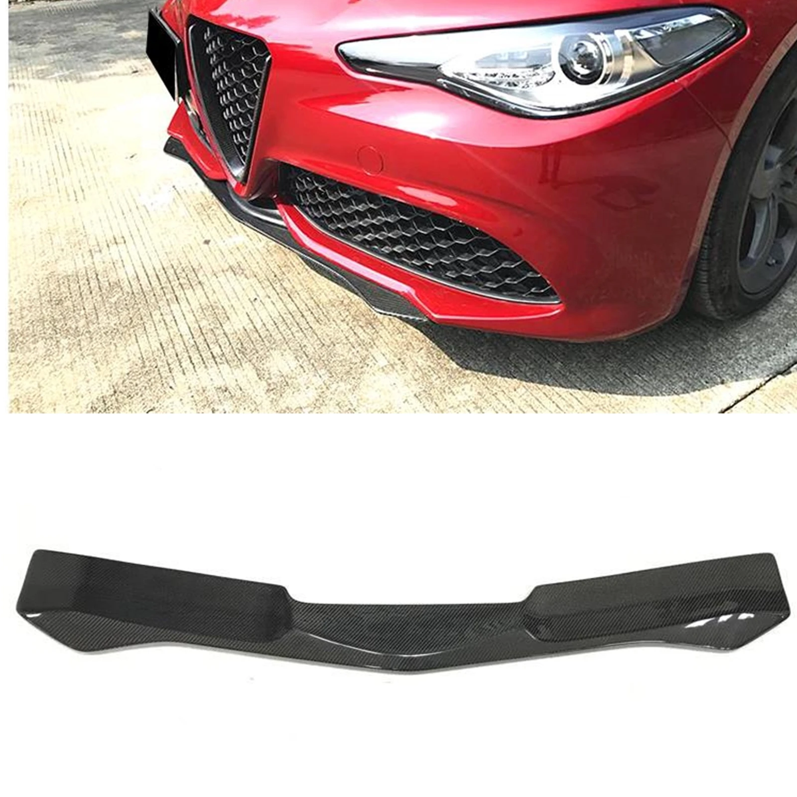 

Передний бампер для Alfa Romeo Giulia Sport 2016-2022, спойлер, губа из натурального углеродного волокна, нижний корпус, сплиттер, защитная пластина, лезвие для подбородка