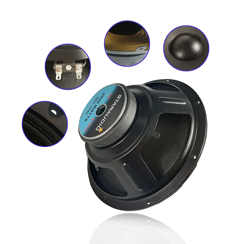 

Профессиональный сменный низкочастотный динамик 2000W 8 Ohm 12 дюймовый звуковой динамик с сабвуфером, 40oz, магнитный низкочастотный динамик