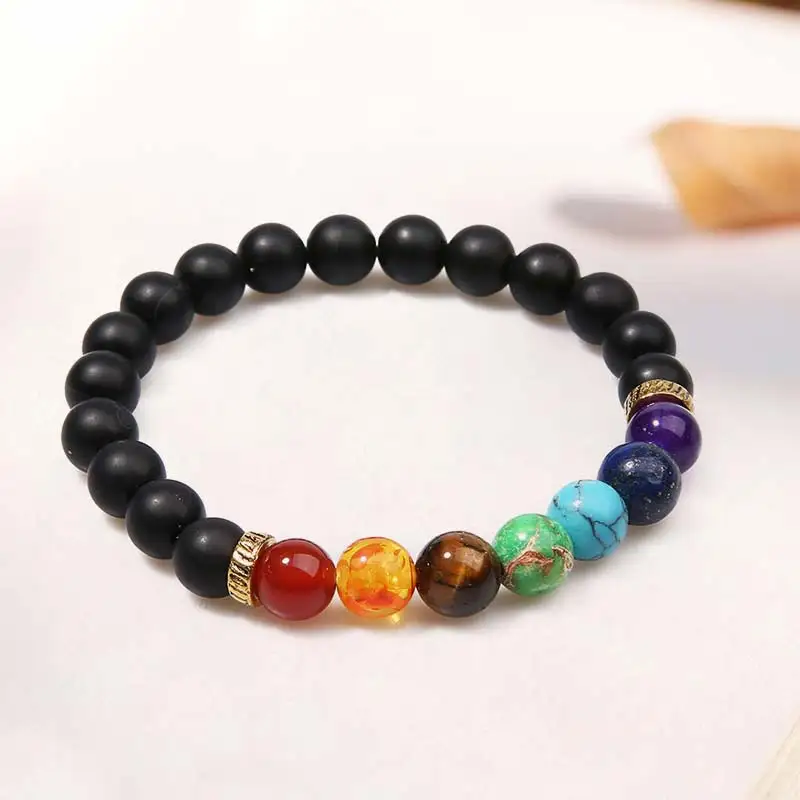 

New 7 Chakra Healing Balance Beaded Elastic Bracelet 8mm Meditation Yoga Beads Energy Bangle Natural Stone Jewelry Prayer