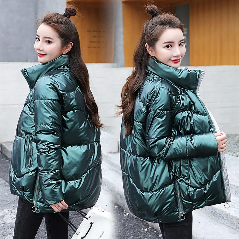 

2020 cotton jacket women's winter large loose down cotton bright face cotton jacket women's wear