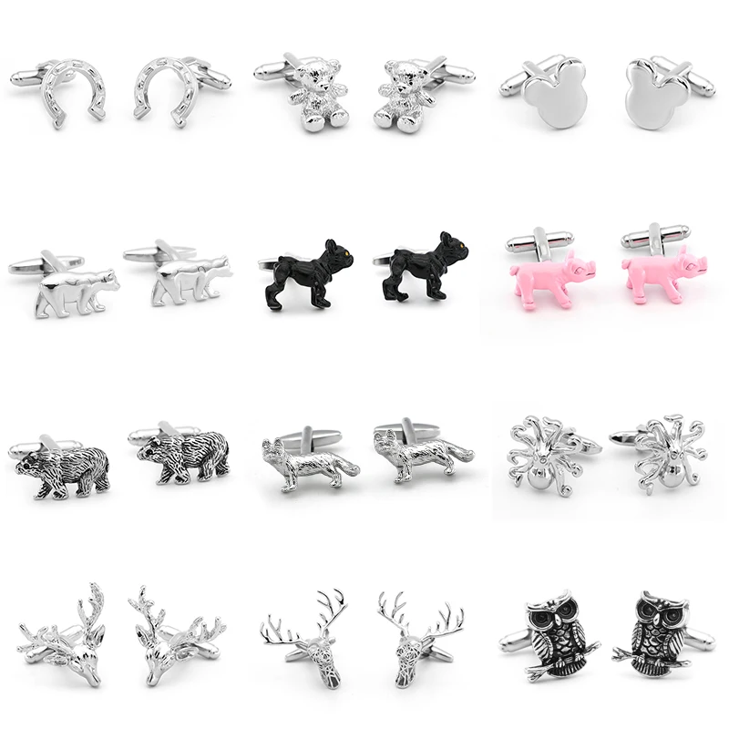Запонки с изображением животных панды собаки свиньи лисы осьминога оленя