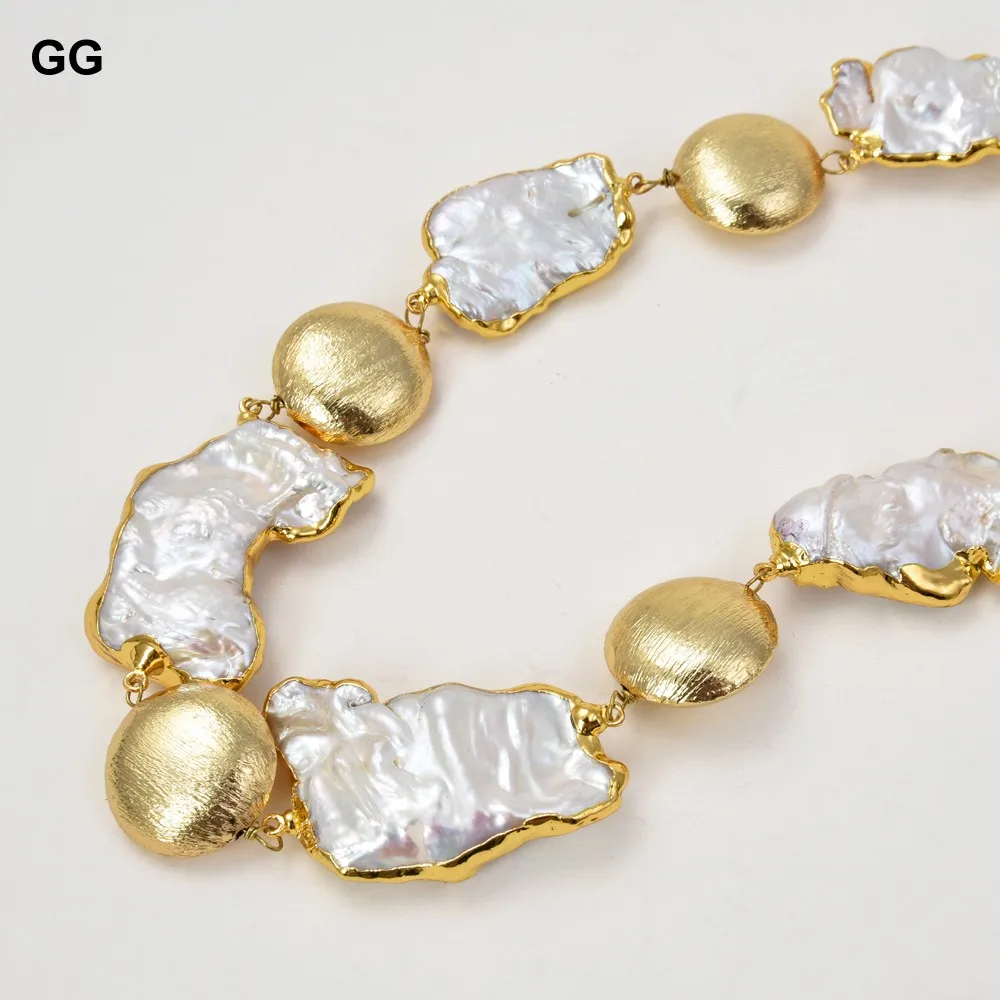 GG ювелирные изделия 19 ''пресноводный Кеши жемчуг золото Цвет позолоченное