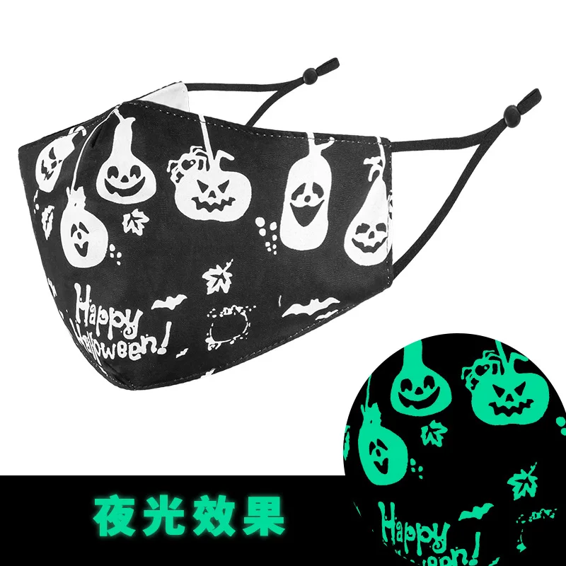 

Halloween Cosplay Mask Halloween Cotton Diy Luminous Accessories Dust Masks Skeleton Pm2.5 Skull Half Face Mask Cosplay For
