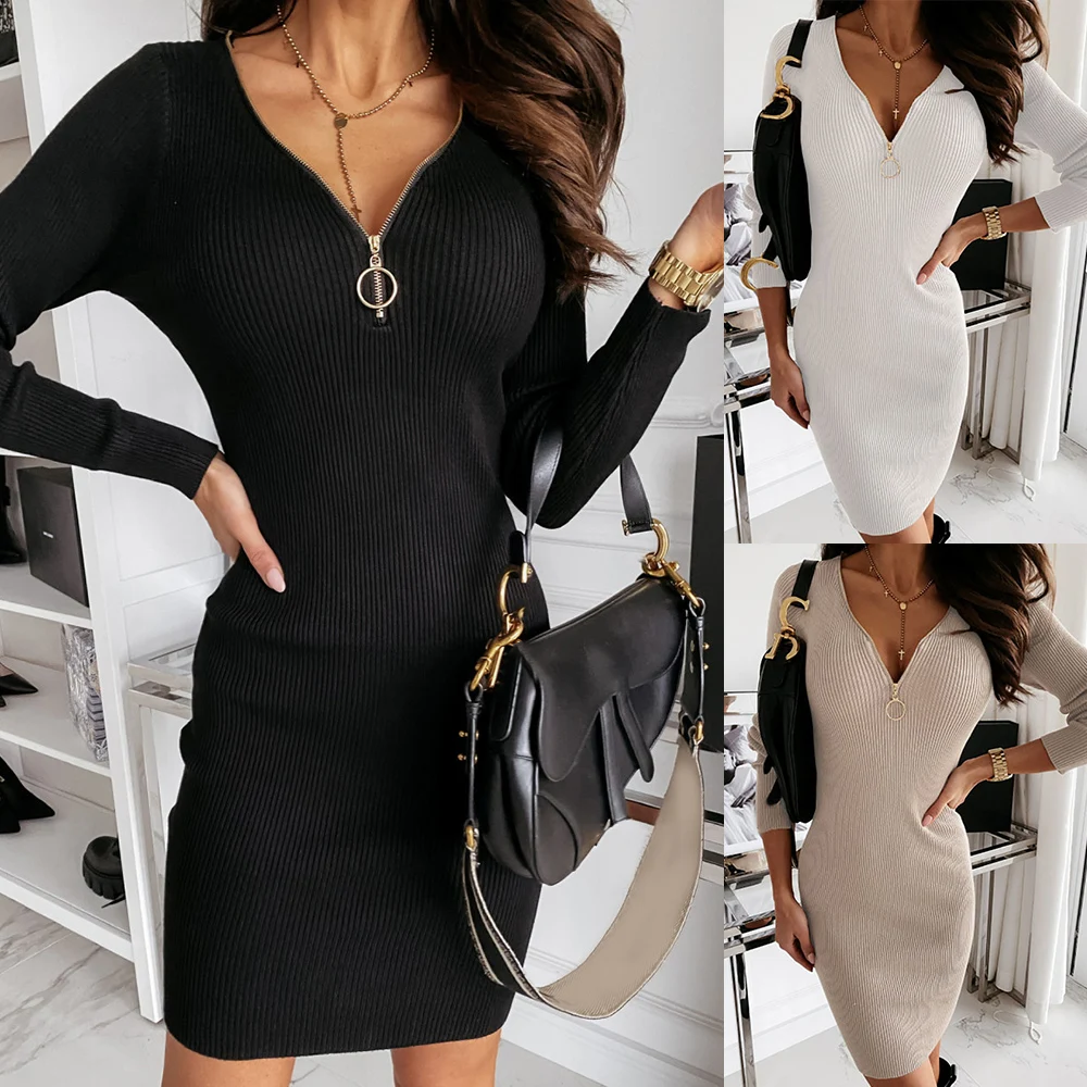 Женские Элегантные однотонное вечернее платье для женщин на каждый день молнии с