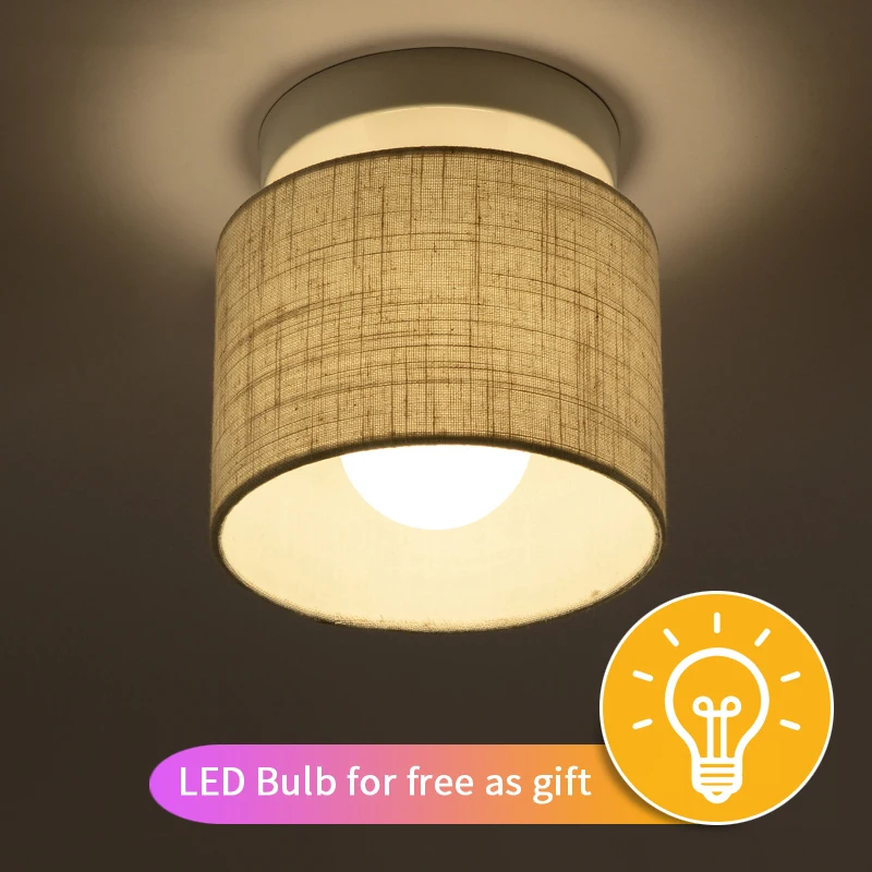 Круглый тканевый абажур светодиодный ная потолочная лампа для коридора Lamparas de